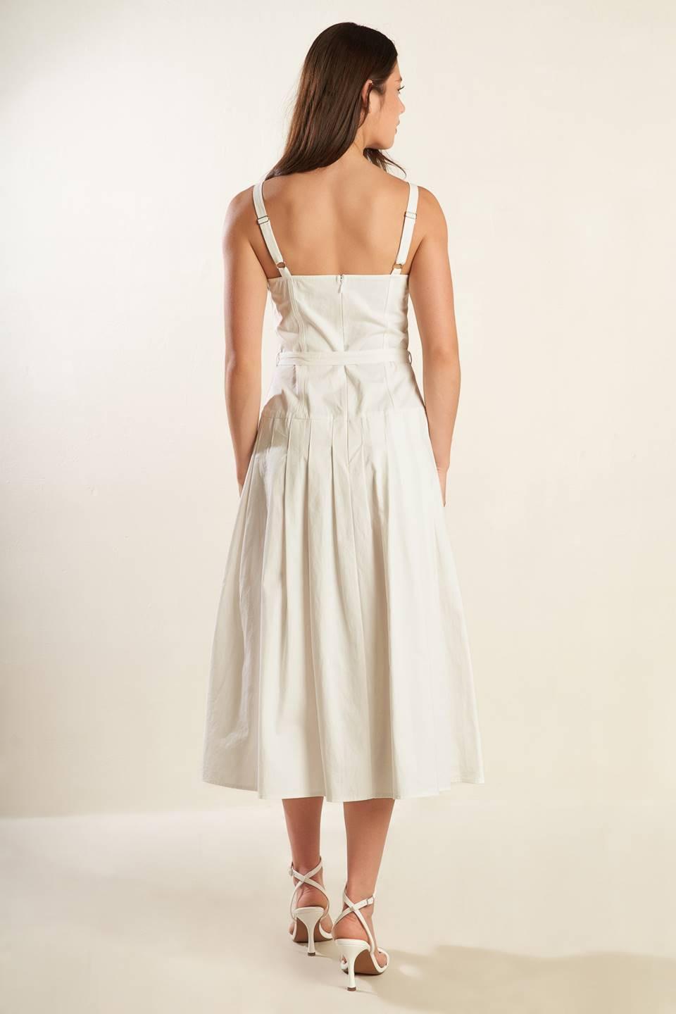 Shay Lantana Woven Midi Dress in white, view 6 — Soul Flow Apparel