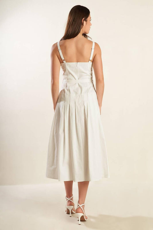 Shay Lantana Woven Midi Dress in white, view 6 — Soul Flow Apparel