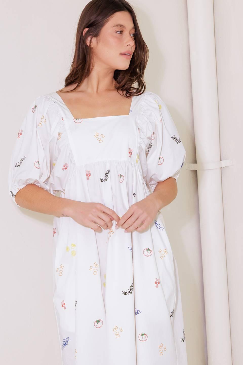 The World Is Yours Woven Midi Dress in white, view 4 — Soul Flow Apparel