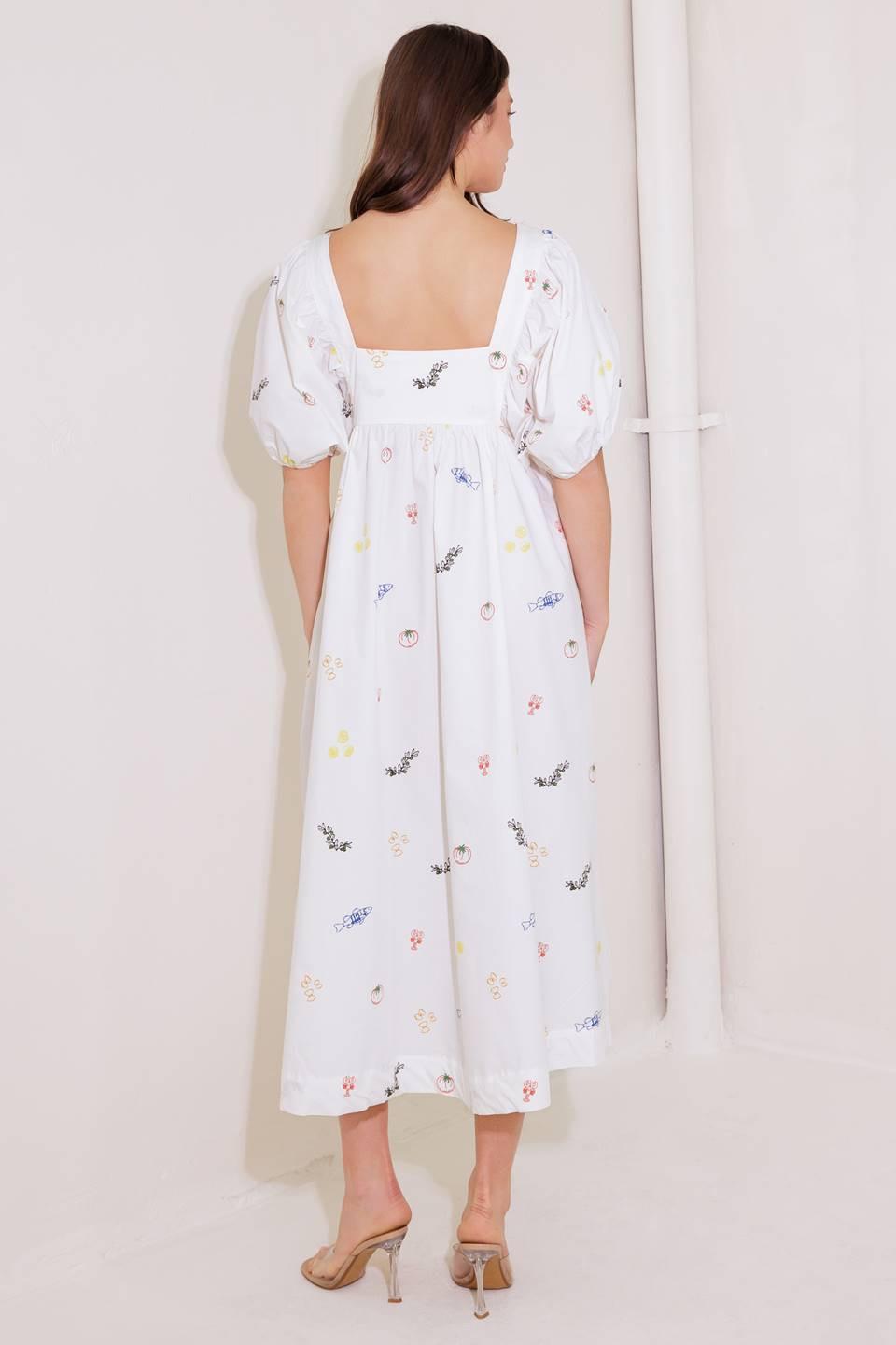 The World Is Yours Woven Midi Dress in white, view 6 — Soul Flow Apparel