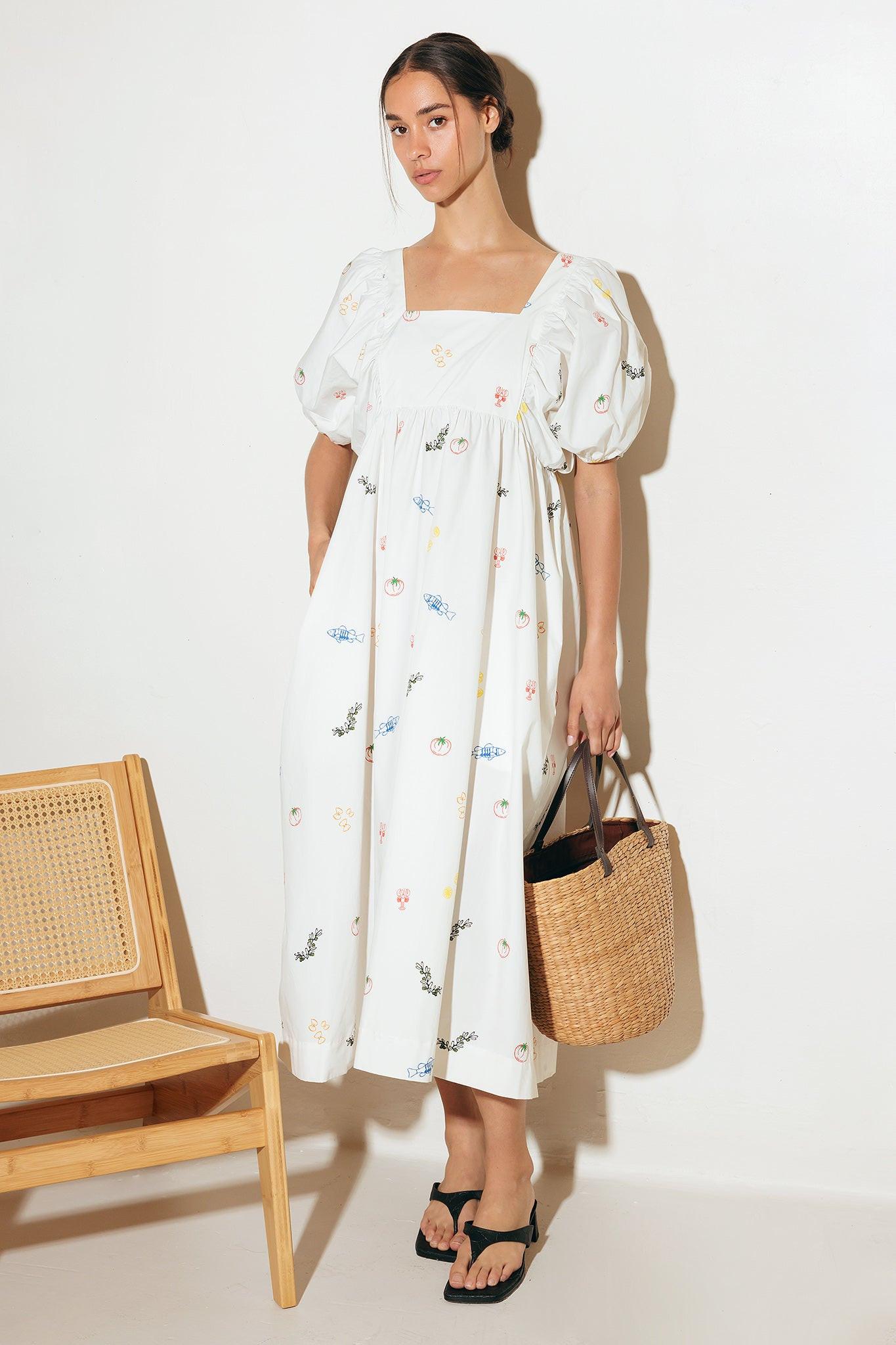 The World Is Yours Woven Midi Dress in white vita, view 2 — Soul Flow Apparel