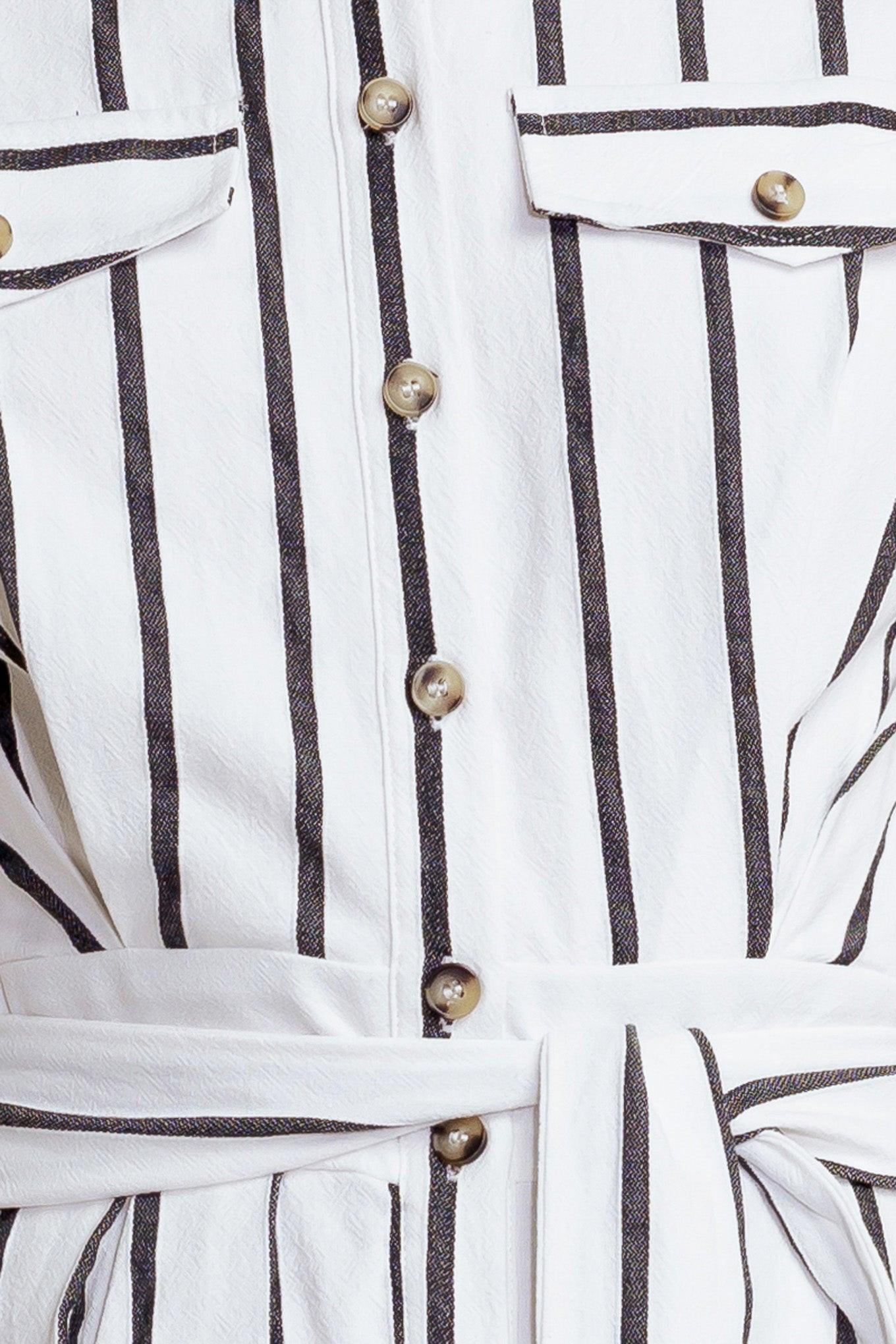 Hugs & Vanilla Clouds Woven Midi Dress in white black, fabric swatch — Soul Flow Apparel