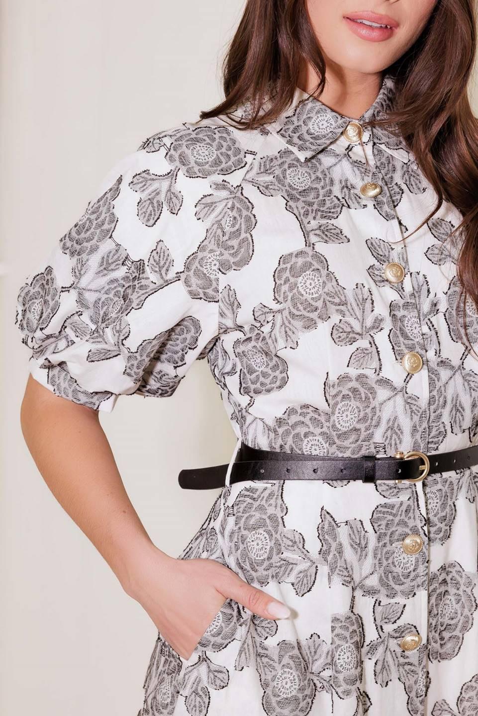 Time After Time Woven Midi Dress in natural black, view 4 — Soul Flow Apparel