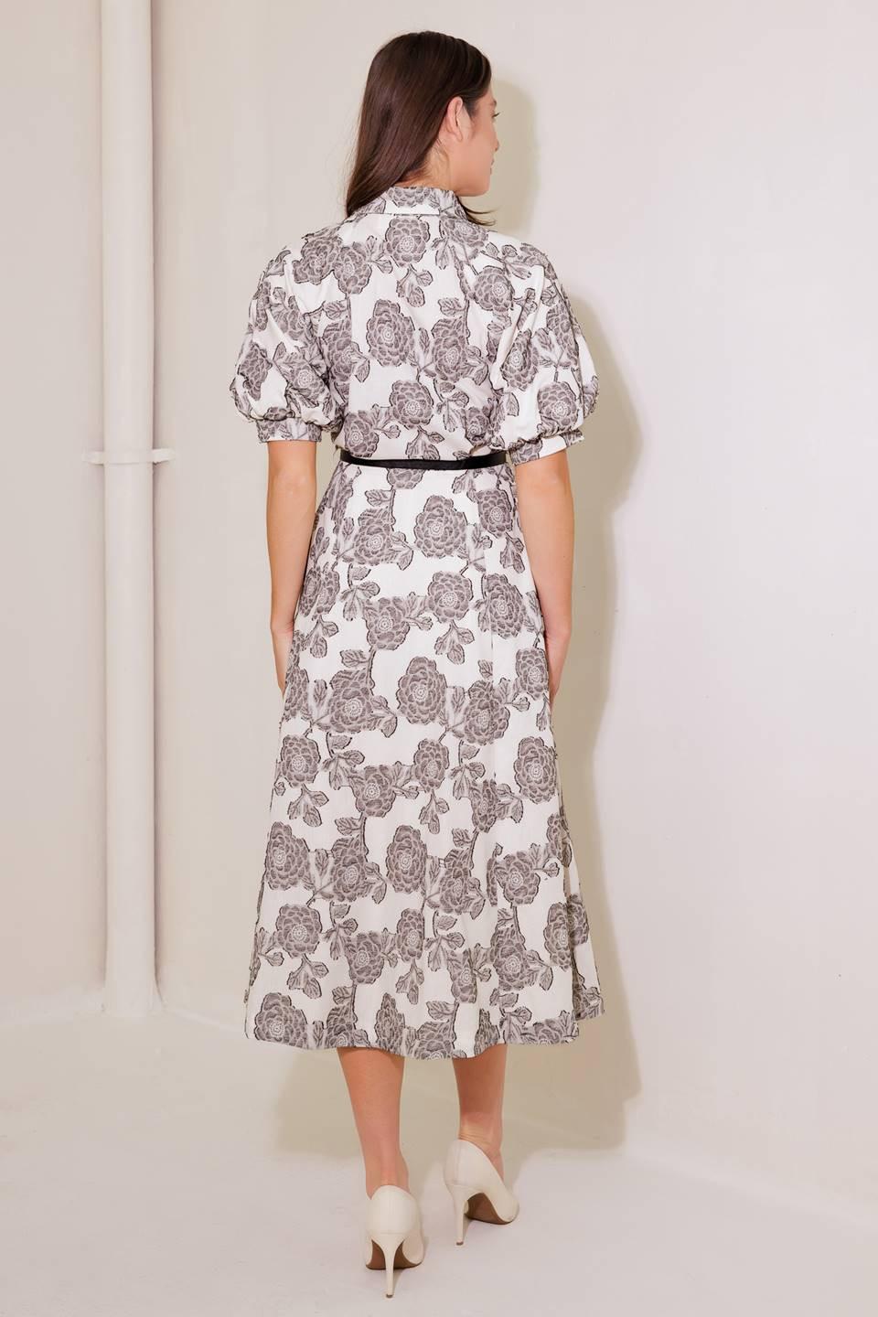 Time After Time Woven Midi Dress in natural black, view 7 — Soul Flow Apparel