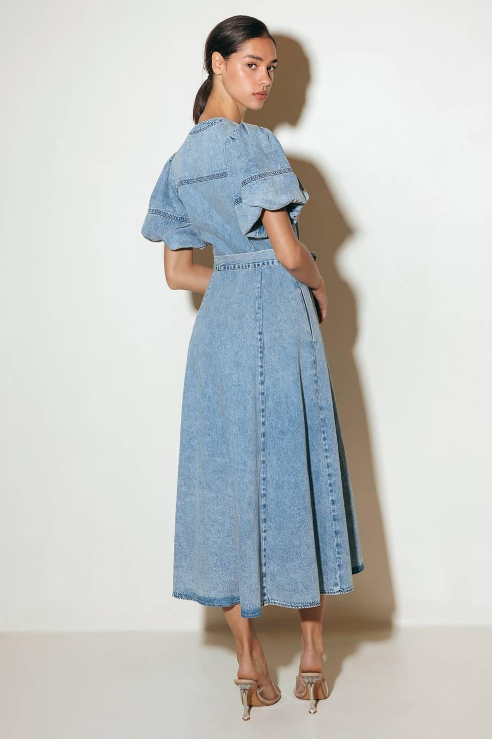 Bareform Light Denim Midi Dress, view 7 — Soul Flow Apparel
