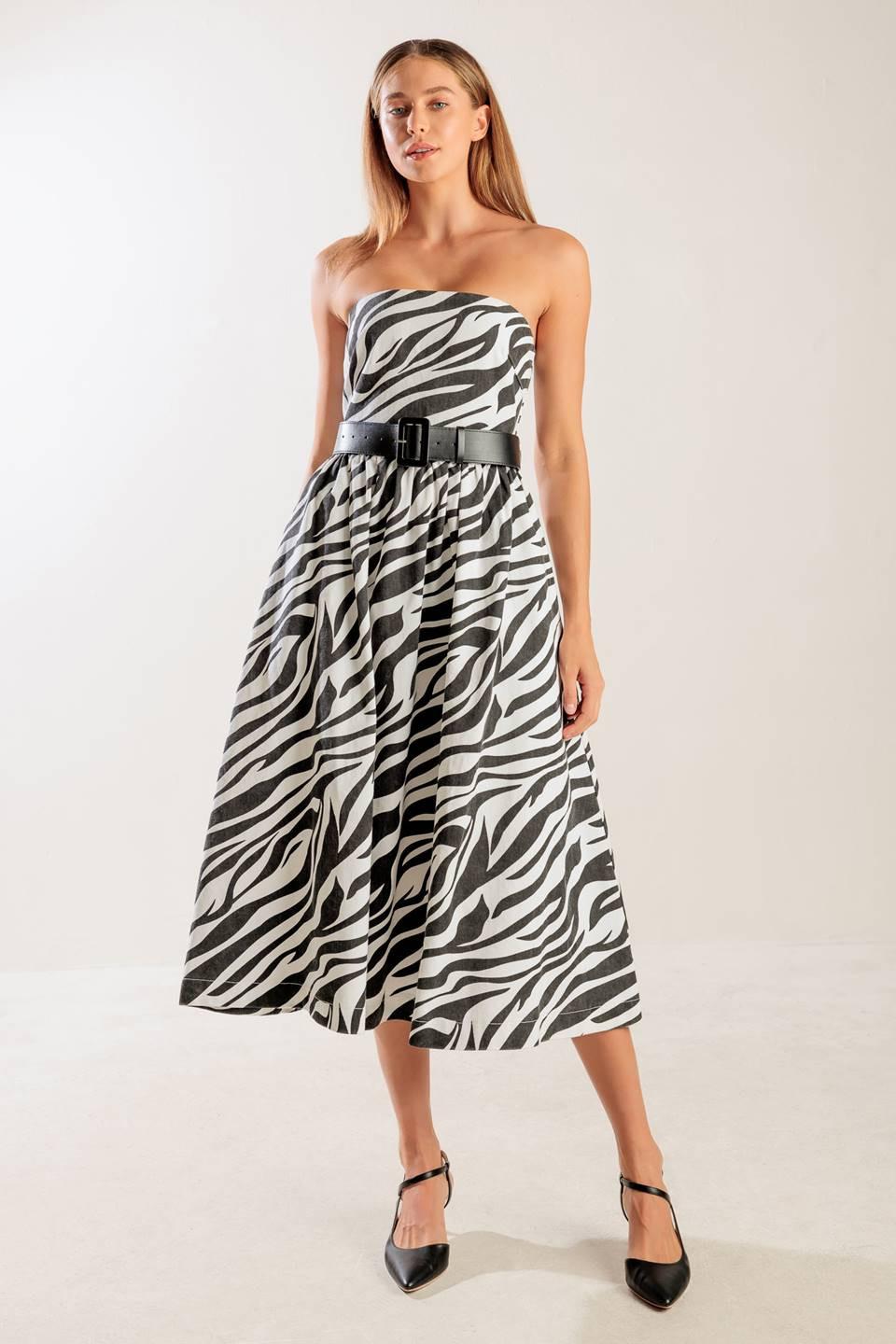 Not So Ordinary Woven Midi Dress in white black, view 1 — Soul Flow Apparel