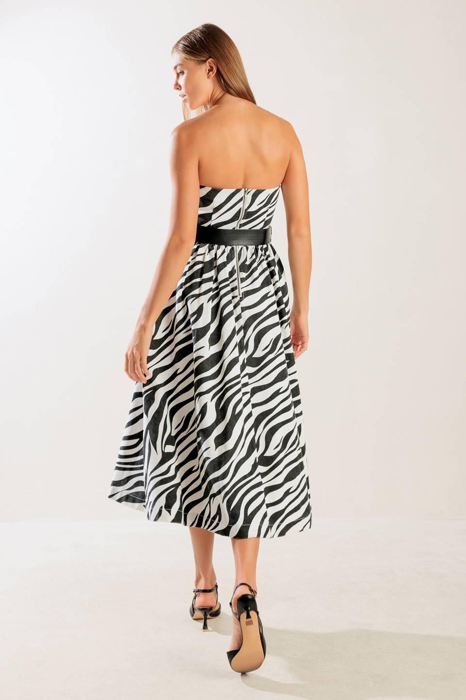 Not So Ordinary Woven Midi Dress in white black, view 4 — Soul Flow Apparel