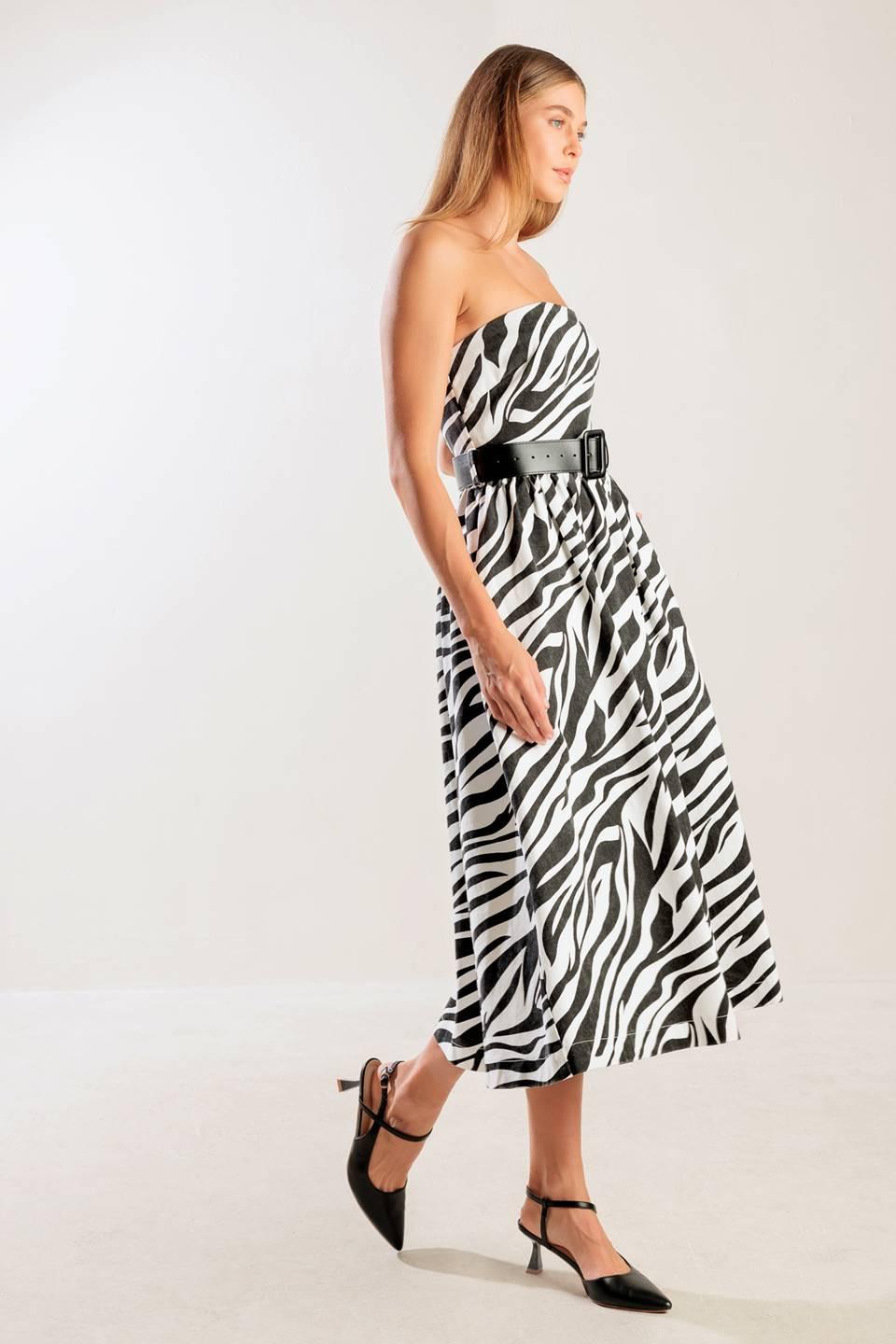 Not So Ordinary Woven Midi Dress in white black, view 7 — Soul Flow Apparel
