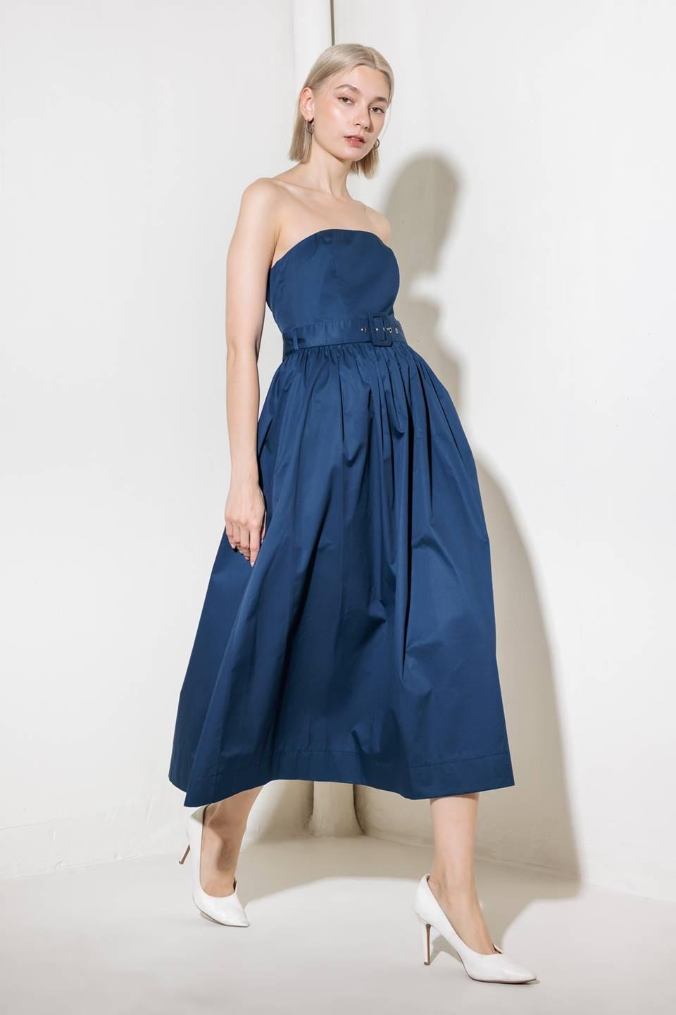 Endlessly Charming Woven Midi Dress in navy, view 5 — Soul Flow Apparel
