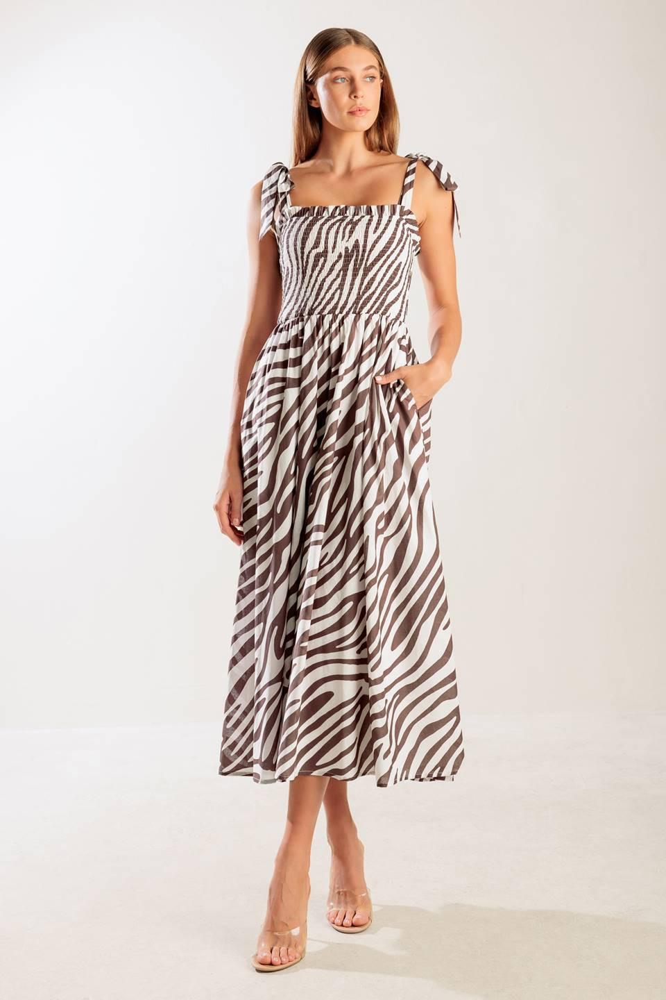 Dancing with the Woven Midi Dress in white brown, view 5 — Soul Flow Apparel