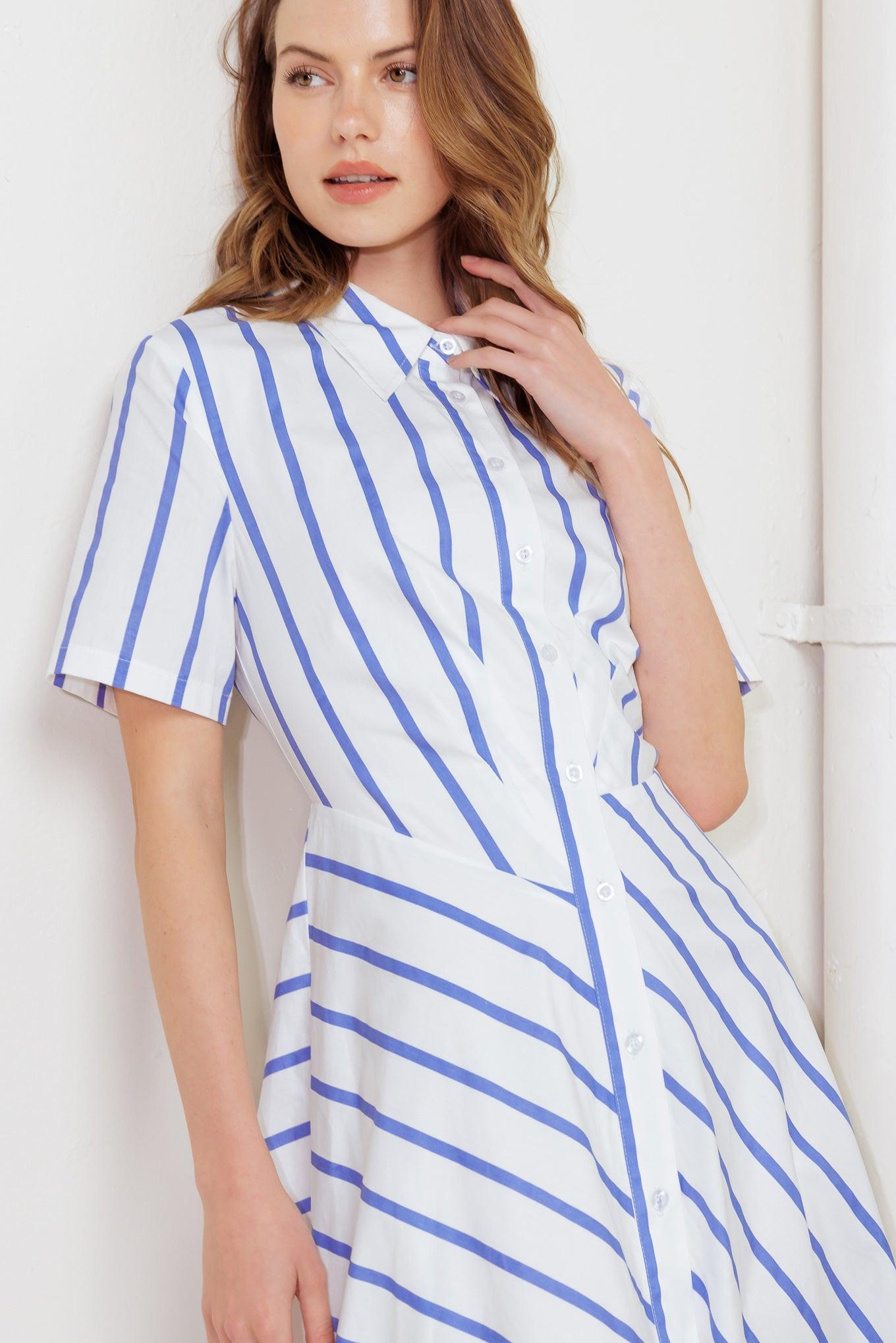 You Had Me At Woven Midi Dress in white sky, view 2 — Soul Flow Apparel