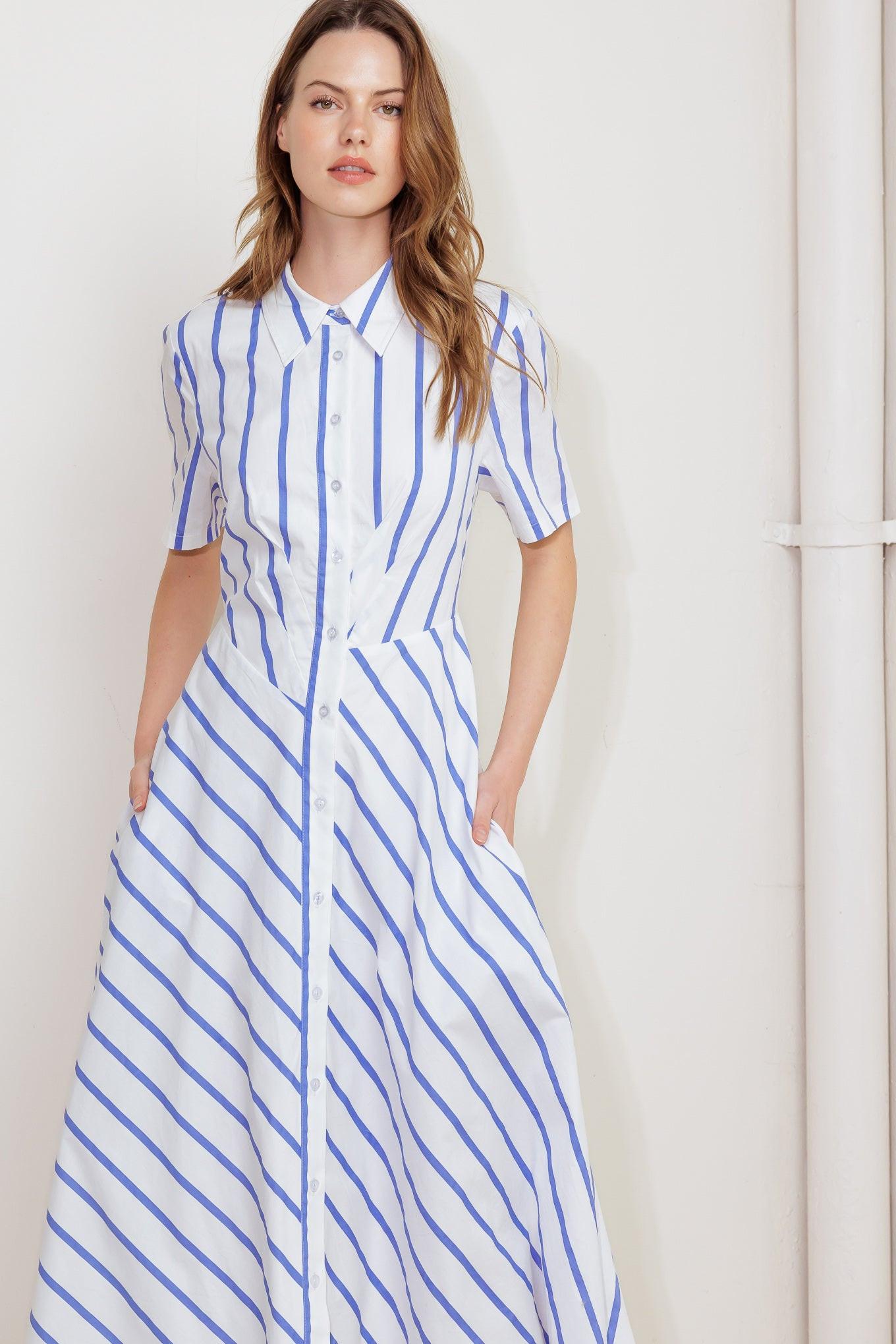 You Had Me At Woven Midi Dress in white sky, view 5 — Soul Flow Apparel