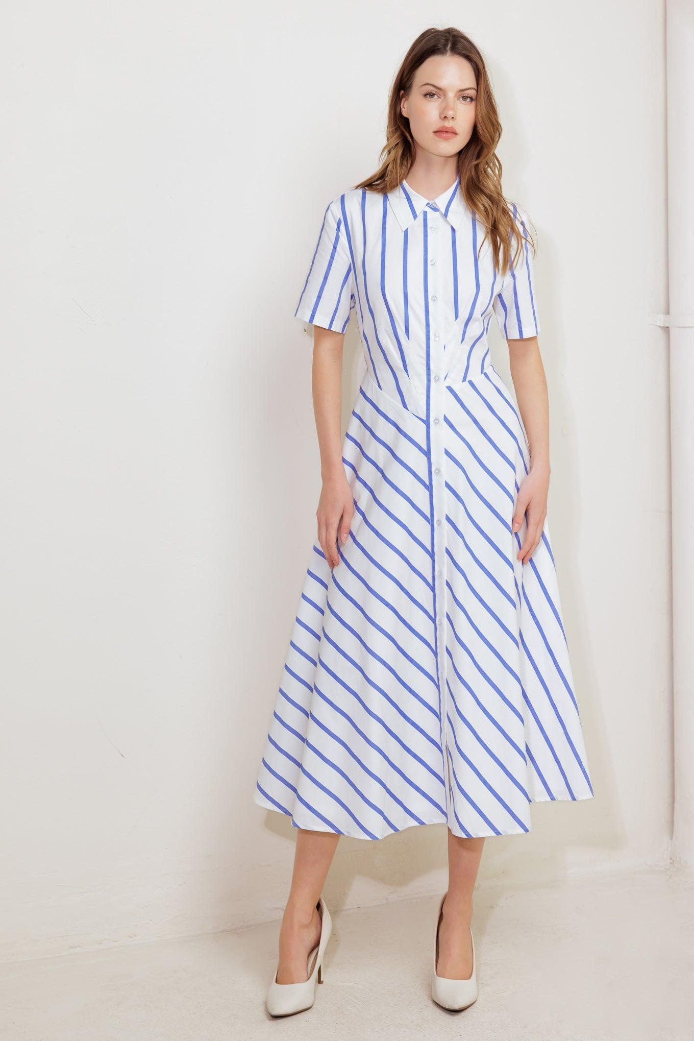 You Had Me At Woven Midi Dress in white sky, view 6 — Soul Flow Apparel