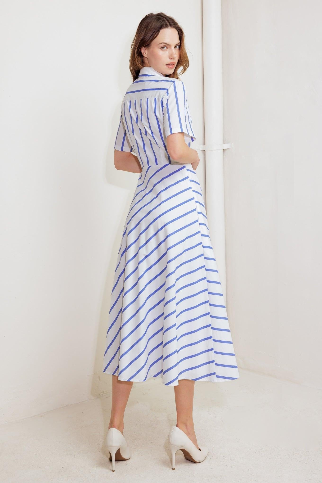 You Had Me At Woven Midi Dress in white sky, view 7 — Soul Flow Apparel