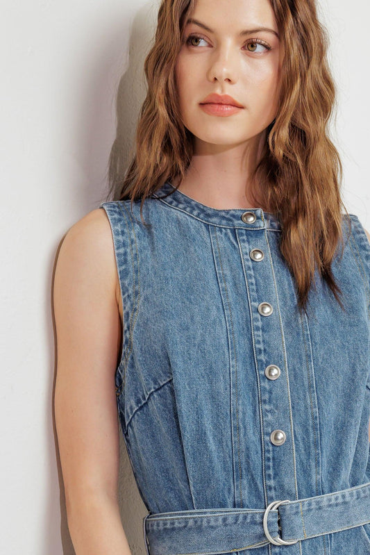 Midnight Rodeo Denim Midi Dress in indigo, view 6 — Soul Flow Apparel
