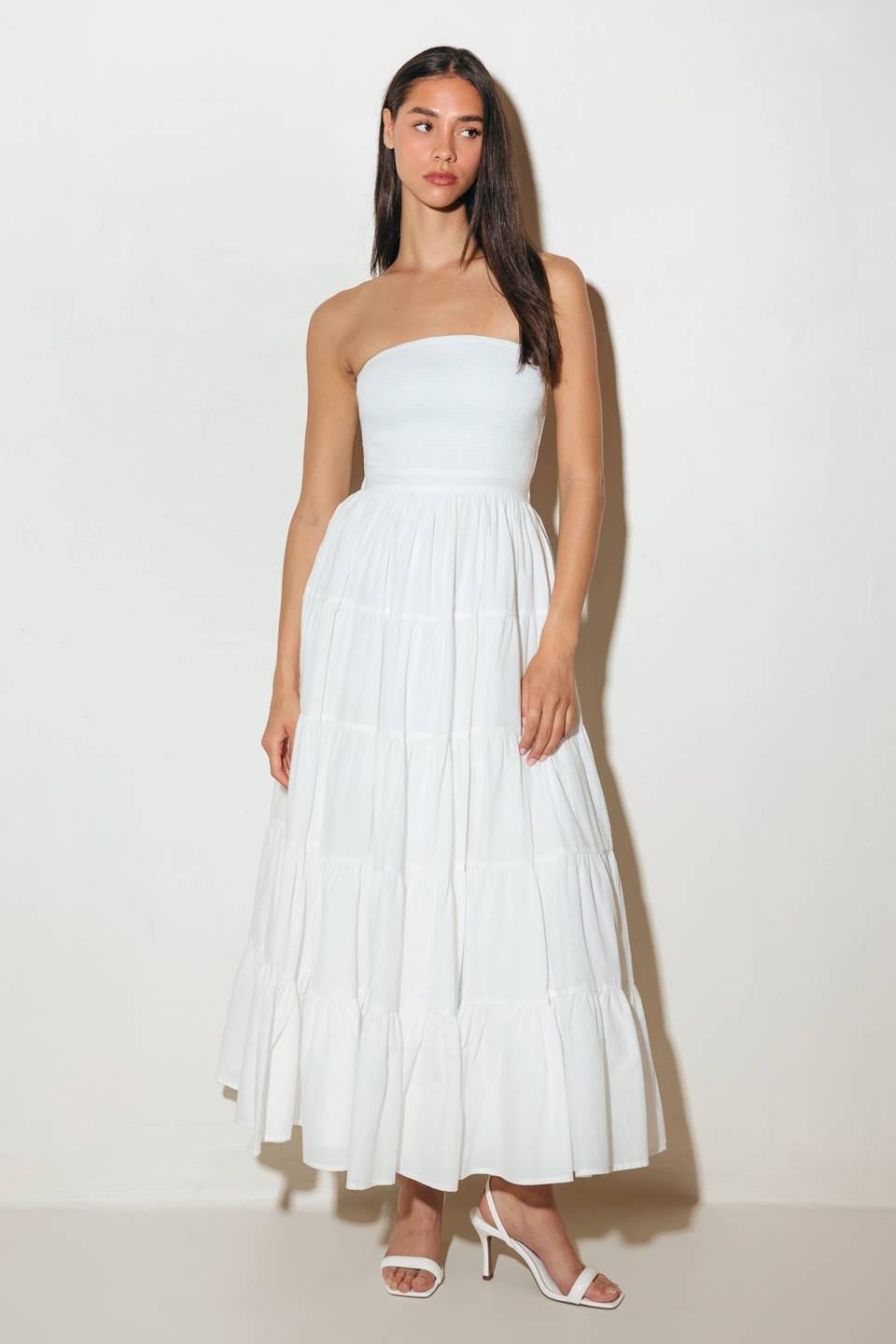 Neo Breeze White Midi Dress, view 1 — Soul Flow Apparel