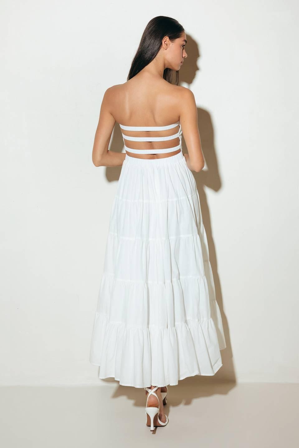 Neo Breeze White Midi Dress, view 3 — Soul Flow Apparel