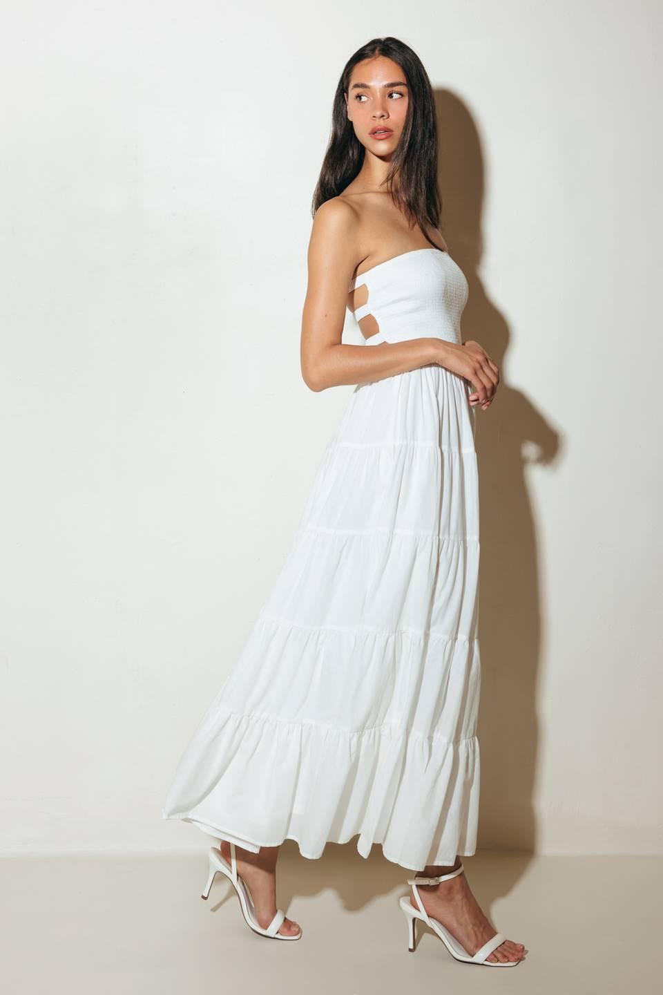 Neo Breeze White Midi Dress, view 5 — Soul Flow Apparel