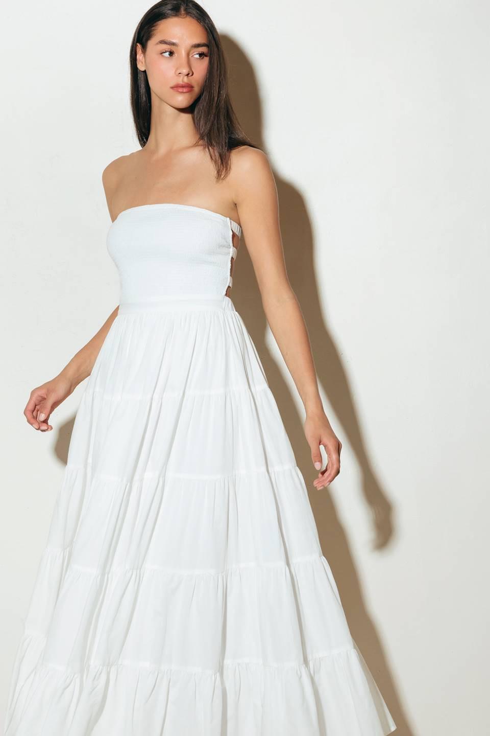 Neo Breeze White Midi Dress, view 6 — Soul Flow Apparel