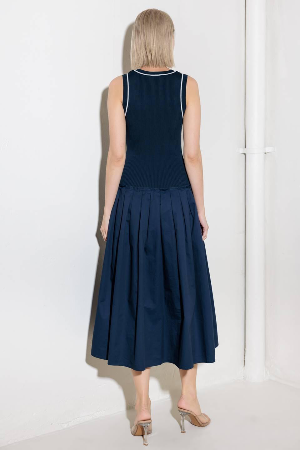 Celebrate Everyday Navy Dress in white, view 6 — Soul Flow Apparel