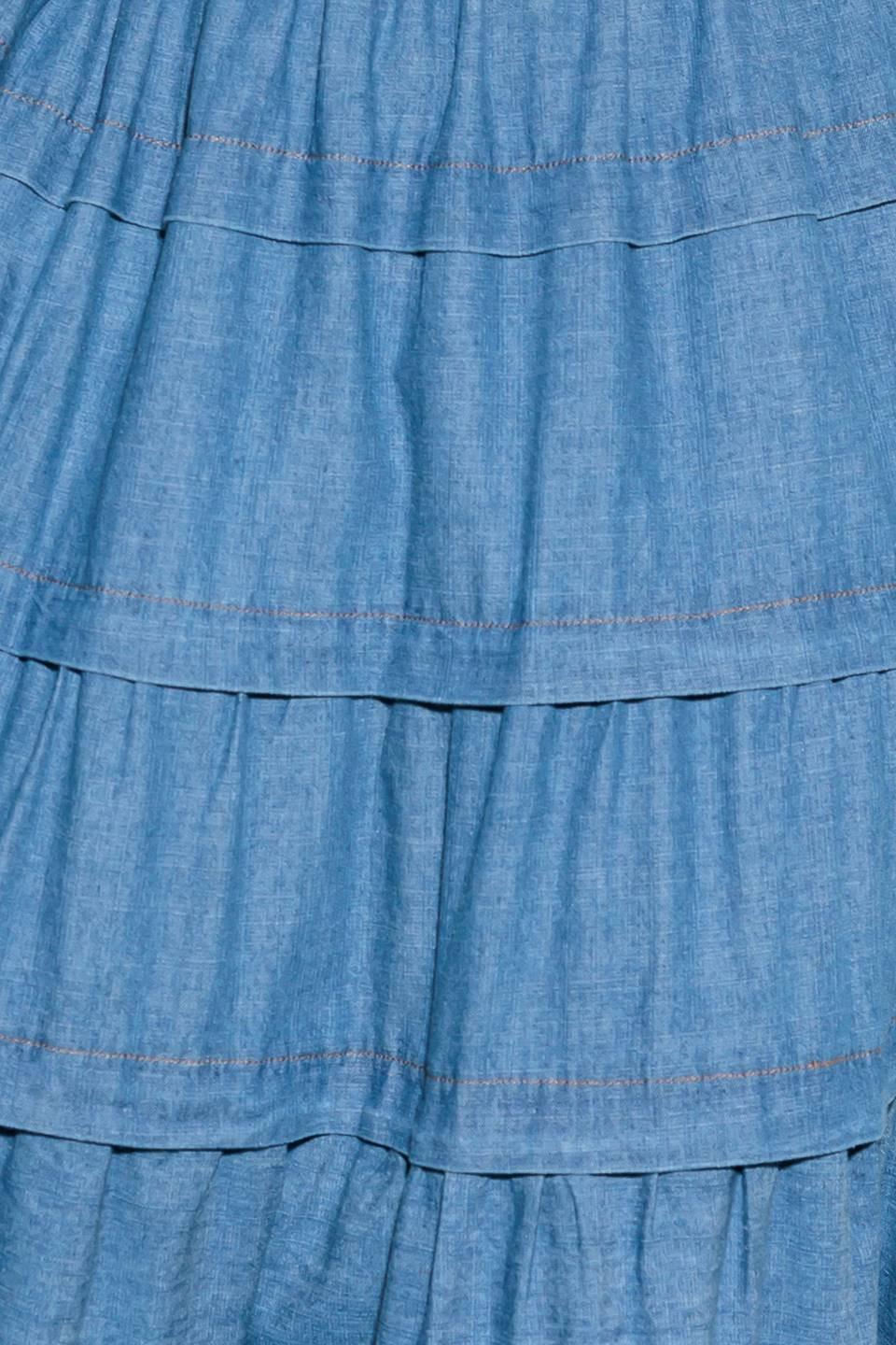 Eternal Desire Denim Midi Dress in medium indigo, fabric swatch — Soul Flow Apparel