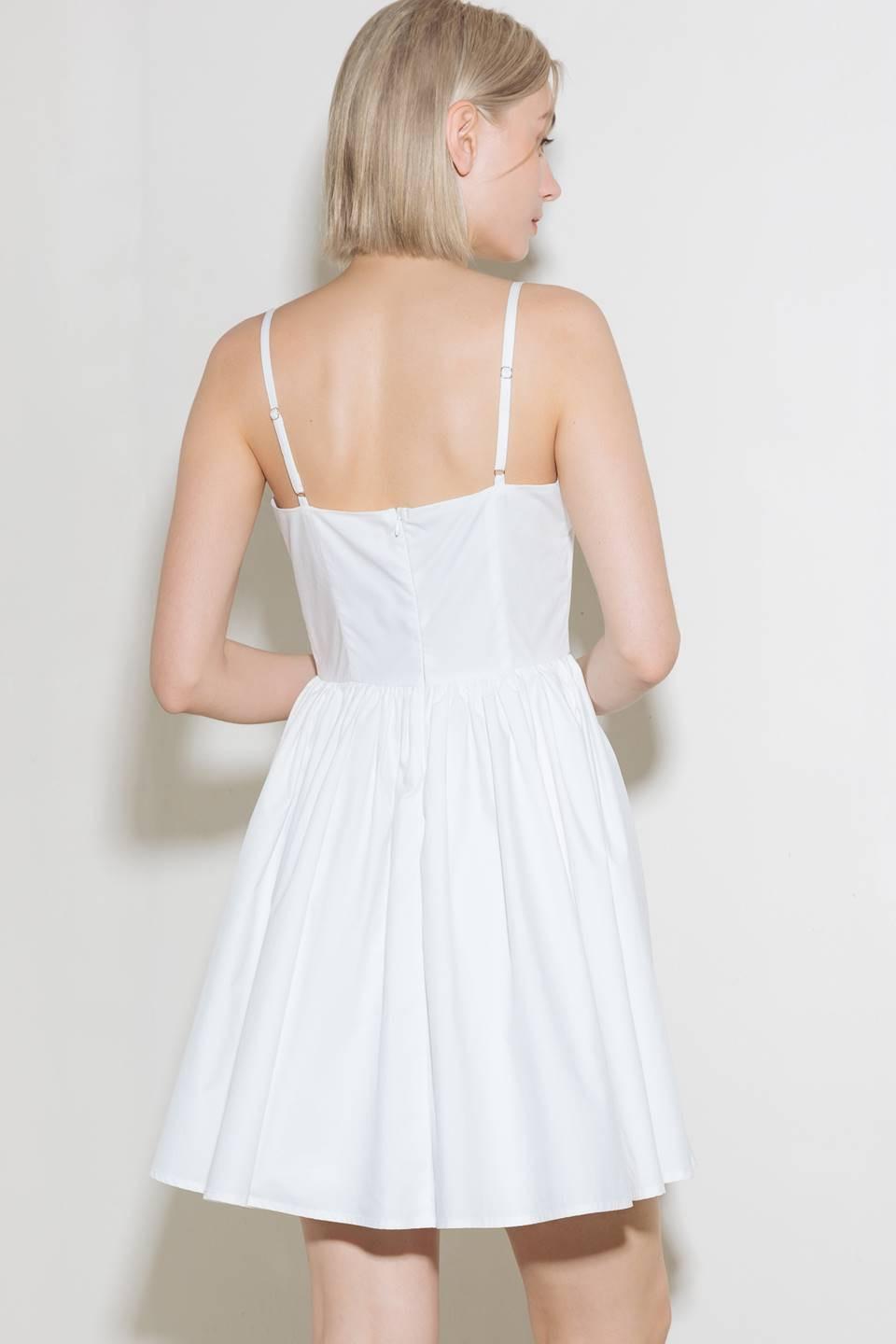 Pure Romance Woven Mini Dress in white, view 2 — Soul Flow Apparel