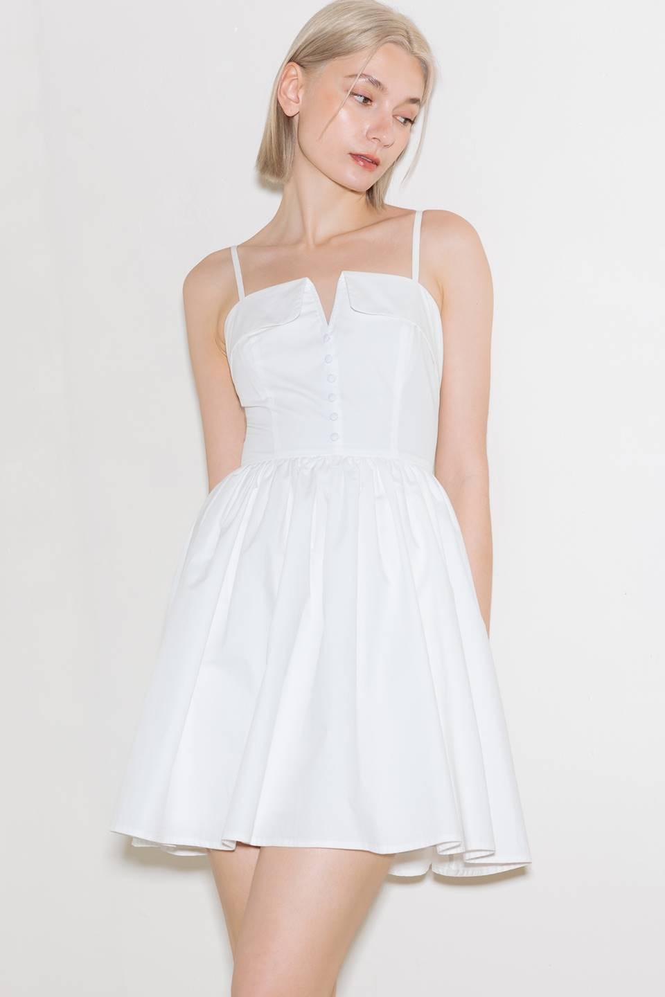 Pure Romance Woven Mini Dress in white, view 6 — Soul Flow Apparel