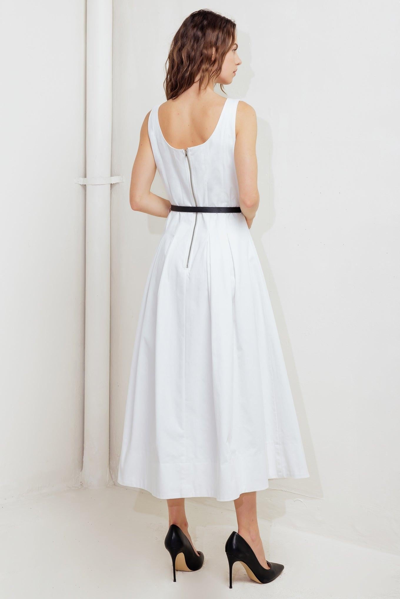 Sunday Reverie Woven Midi Dress in white, view 7 — Soul Flow Apparel