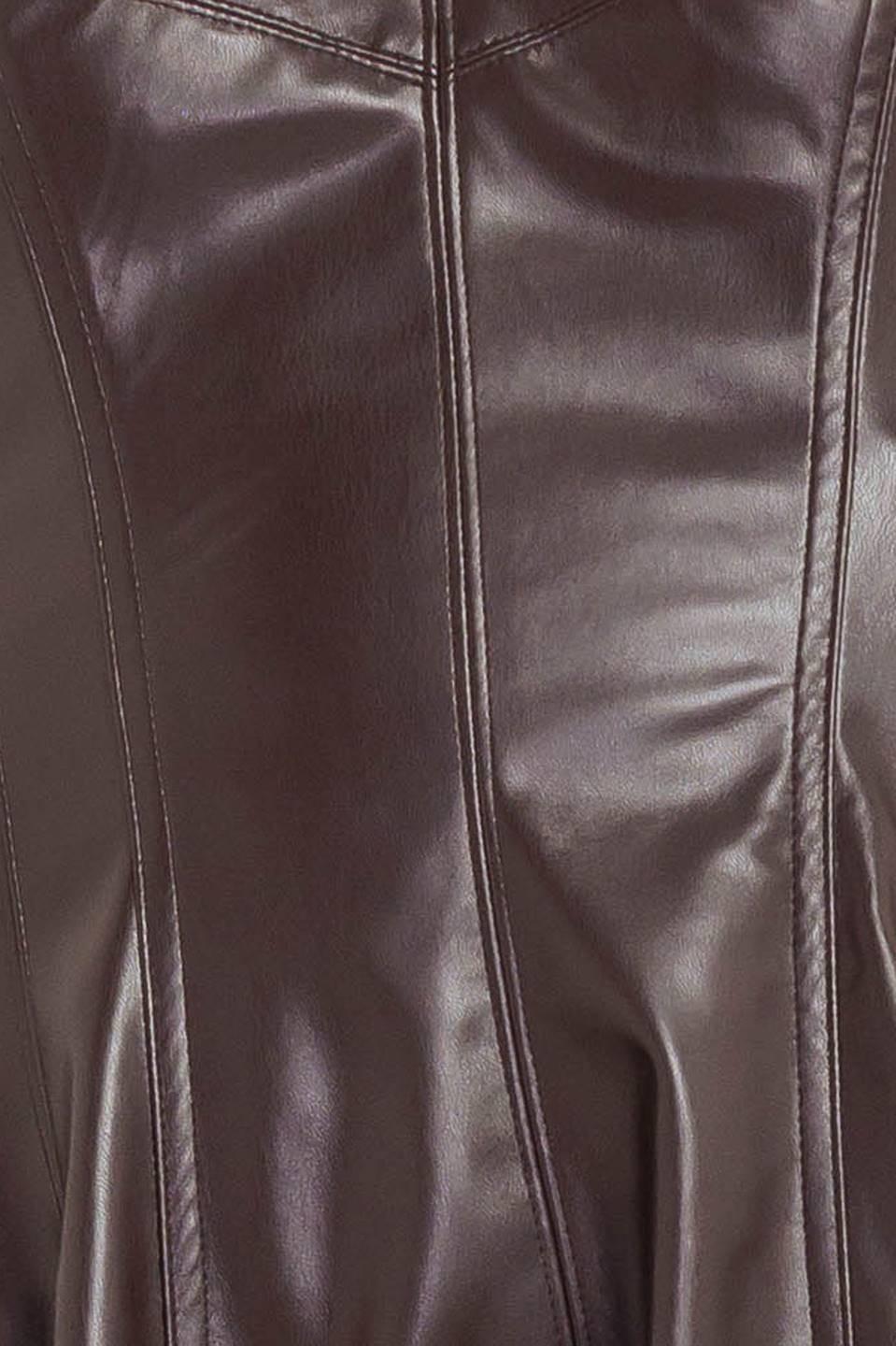 Espresso Diva Faux Leather Midi Dress in chocolate, fabric swatch — Soul Flow Apparel