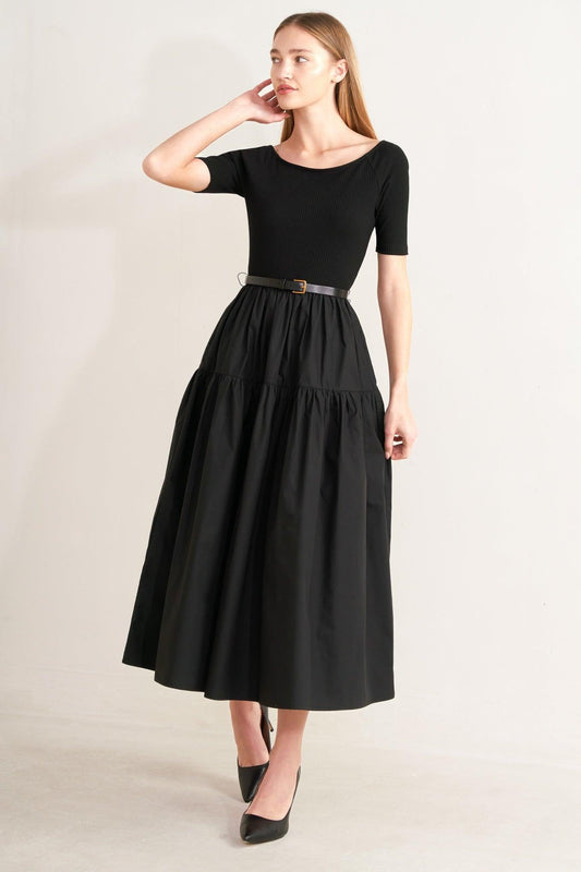 Saddle Breeze Black Midi Dress, view 2 — Soul Flow Apparel