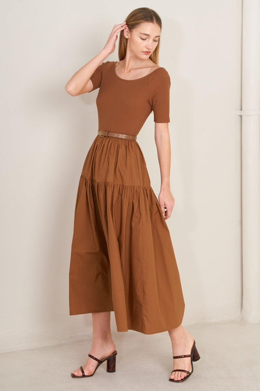 Saddle Breeze Rust Midi Dress, view 4 — Soul Flow Apparel