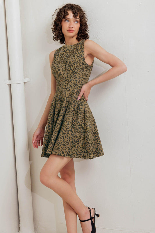 Leo Lover Woven Mini Dress in camel, view 3 — Soul Flow Apparel