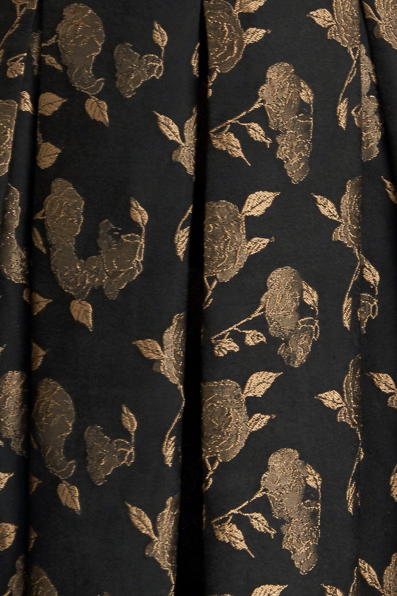 Garden Opera Woven Midi Dress in black brown, fabric swatch — Soul Flow Apparel