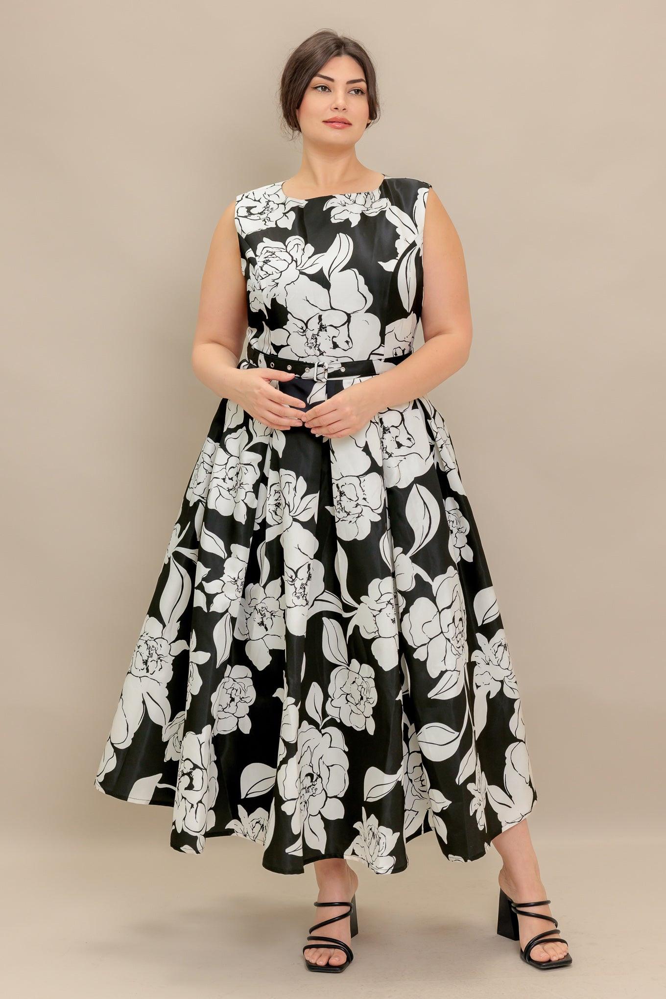 Silent Heart Black Woven Midi Dress, view 1 — Soul Flow Apparel
