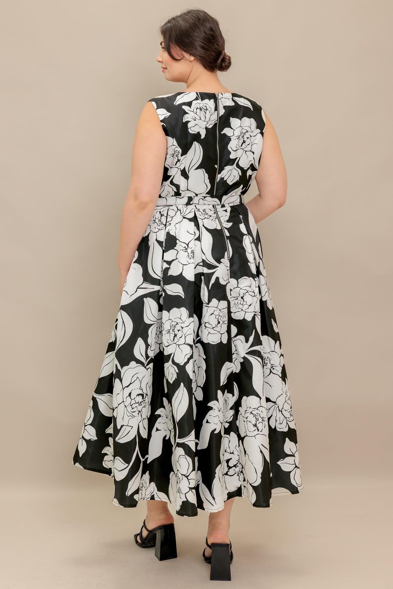 Silent Heart Black Woven Midi Dress, view 2 — Soul Flow Apparel