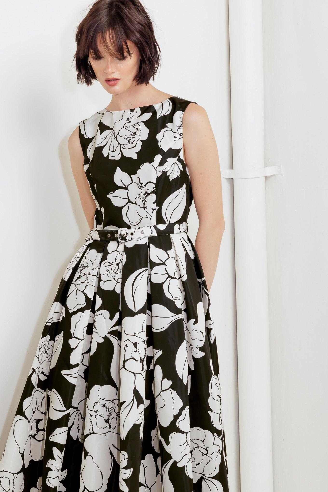 Silent Heart Black Woven Midi Dress, view 1 — Soul Flow Apparel