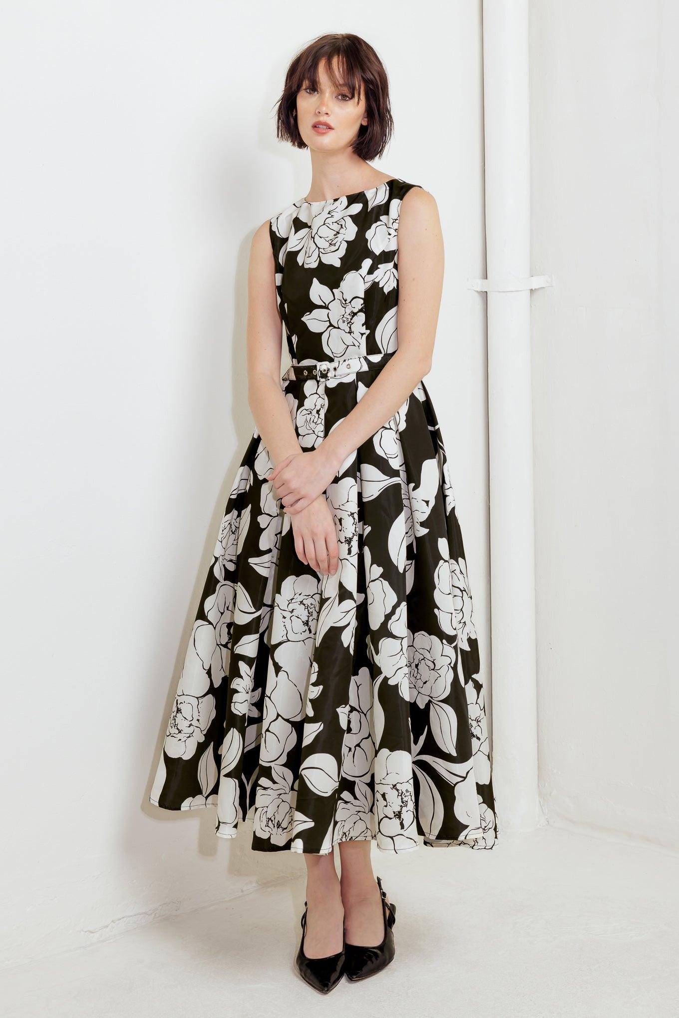 Silent Heart Black Woven Midi Dress, view 2 — Soul Flow Apparel