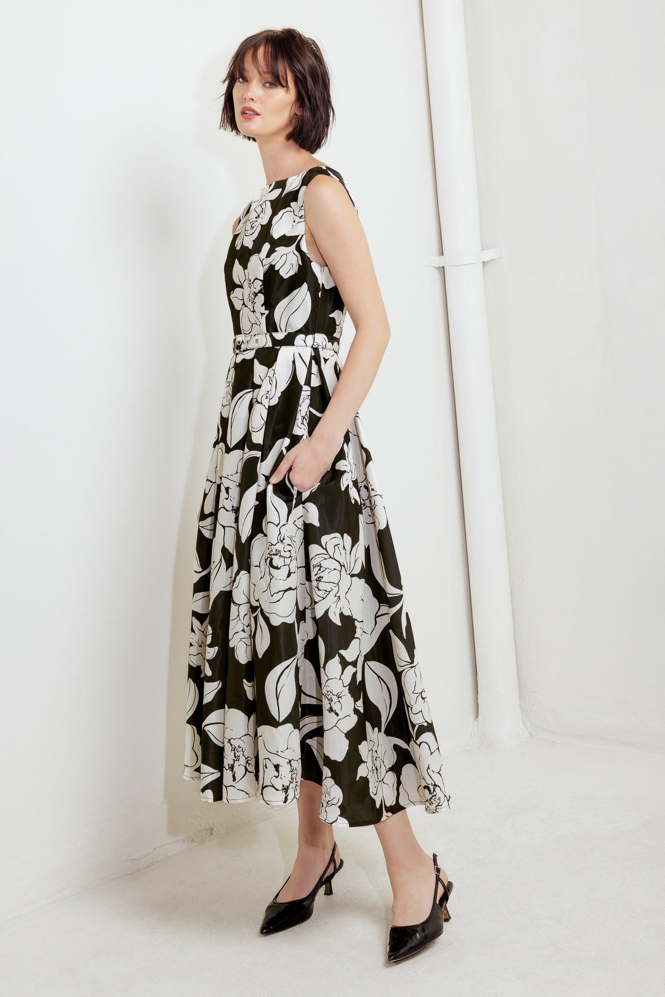 Silent Heart Black Woven Midi Dress, view 5 — Soul Flow Apparel
