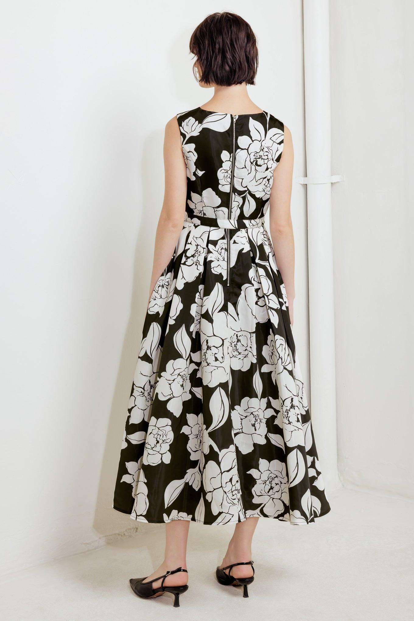 Silent Heart Black Woven Midi Dress, view 6 — Soul Flow Apparel