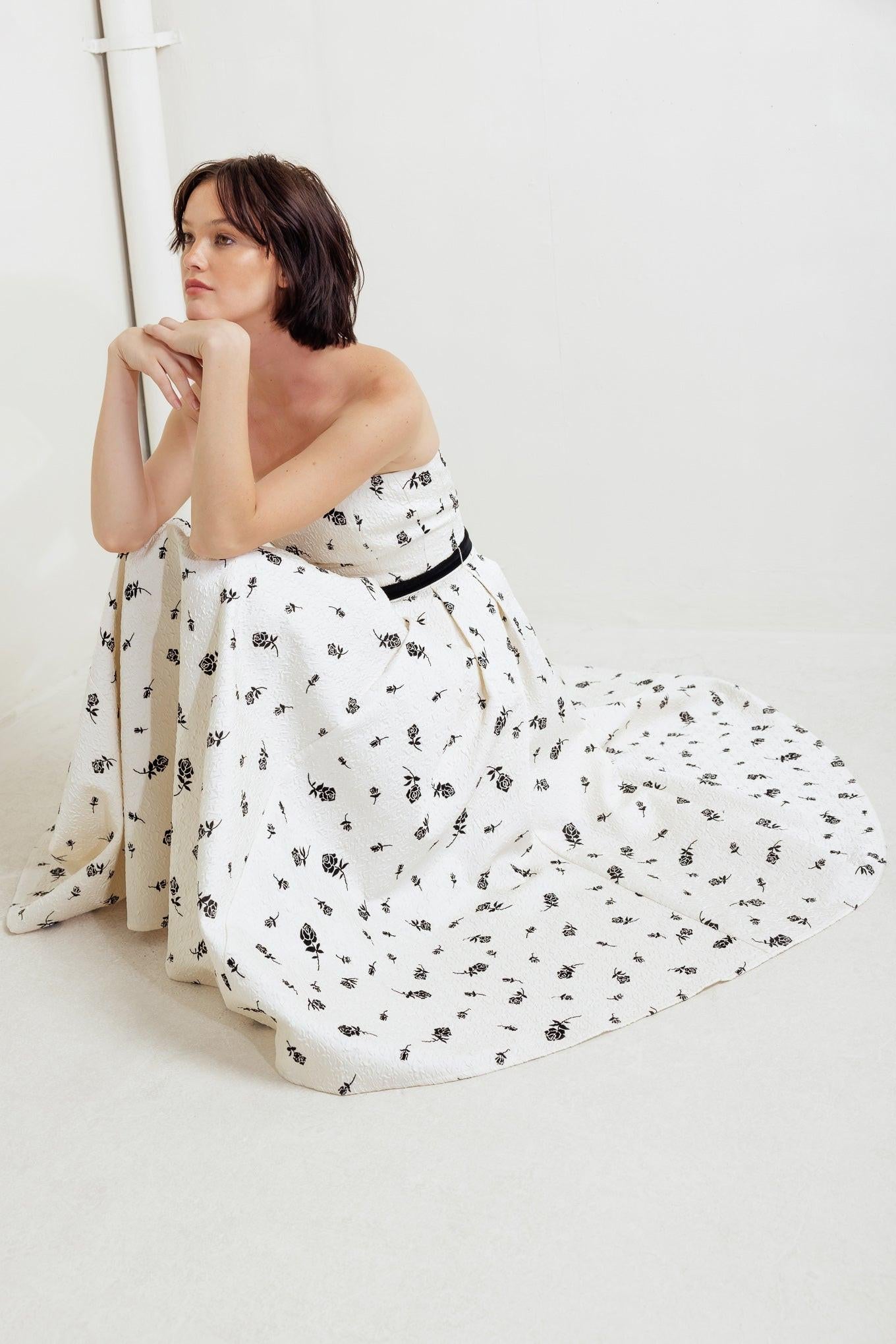 Lovely Cultivated Woven Midi Dress in cream black, view 9 — Soul Flow Apparel