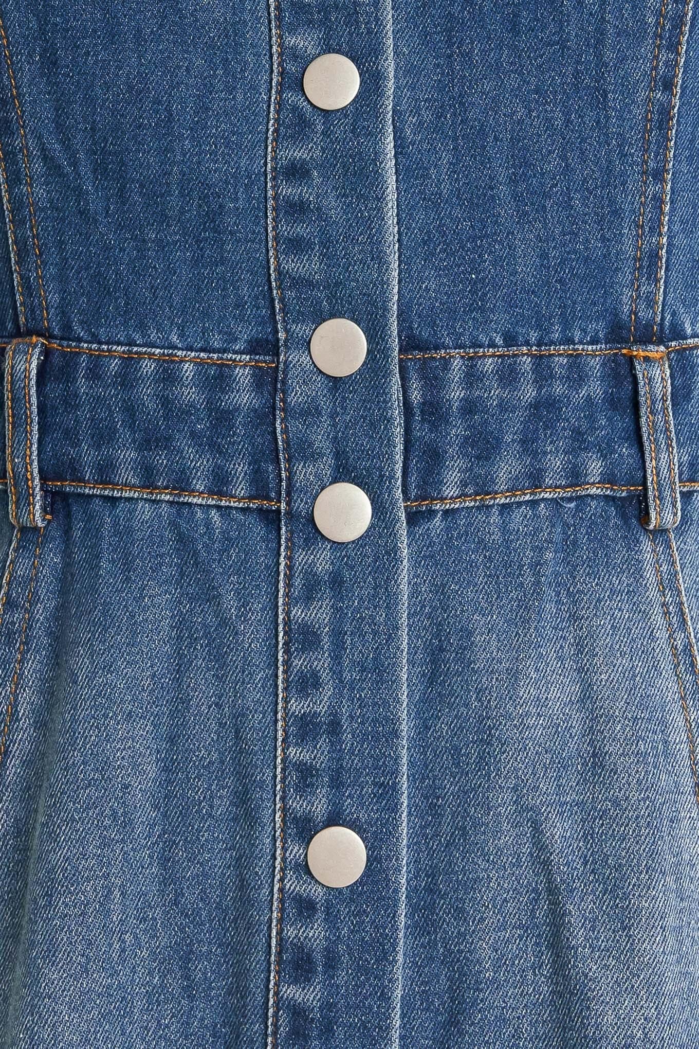 Elegant Touch Denim Midi Dress in medium, fabric swatch — Soul Flow Apparel