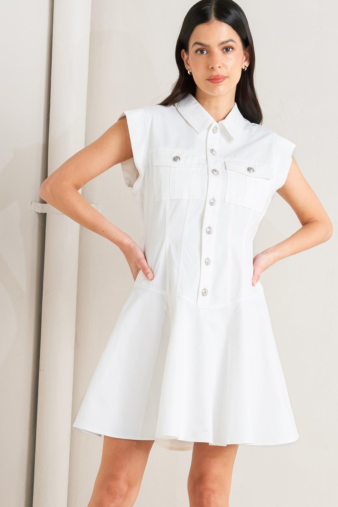 Confidently Yours White Woven Mini Dress, view 1 — Soul Flow Apparel