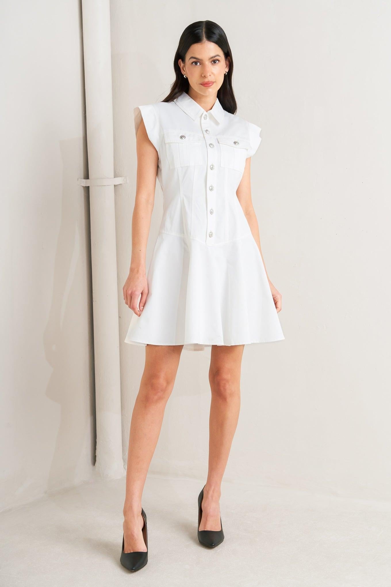 Confidently Yours White Woven Mini Dress, view 2 — Soul Flow Apparel
