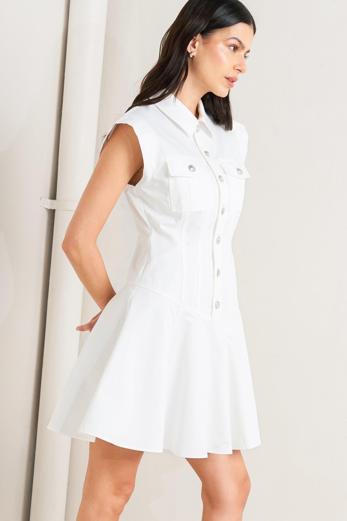 Confidently Yours White Woven Mini Dress, view 5 — Soul Flow Apparel