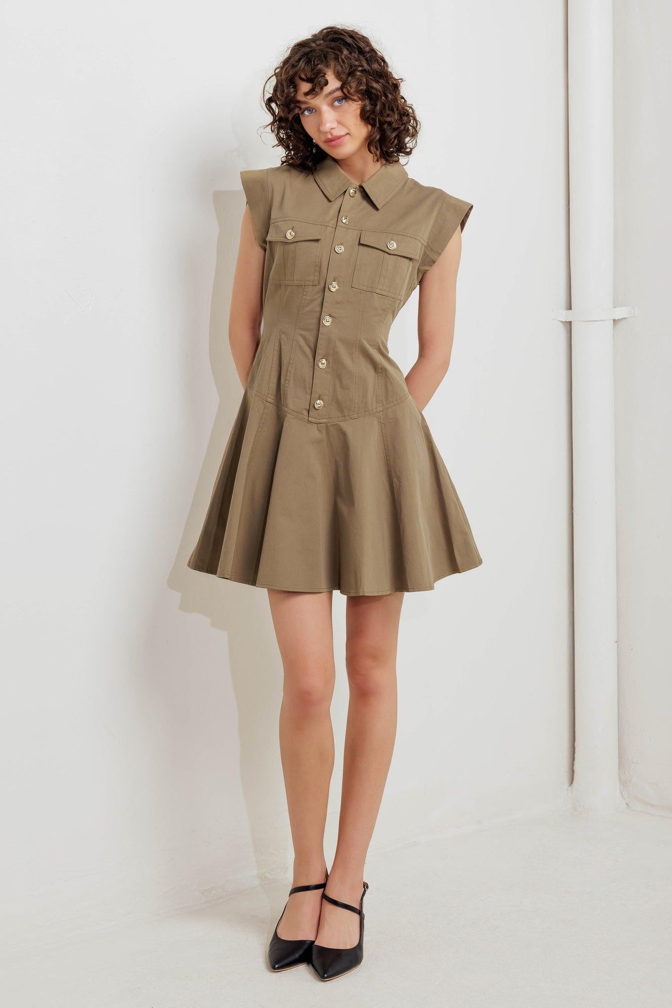 Mission Muse Woven Mini Dress in mocha, view 1 — Soul Flow Apparel