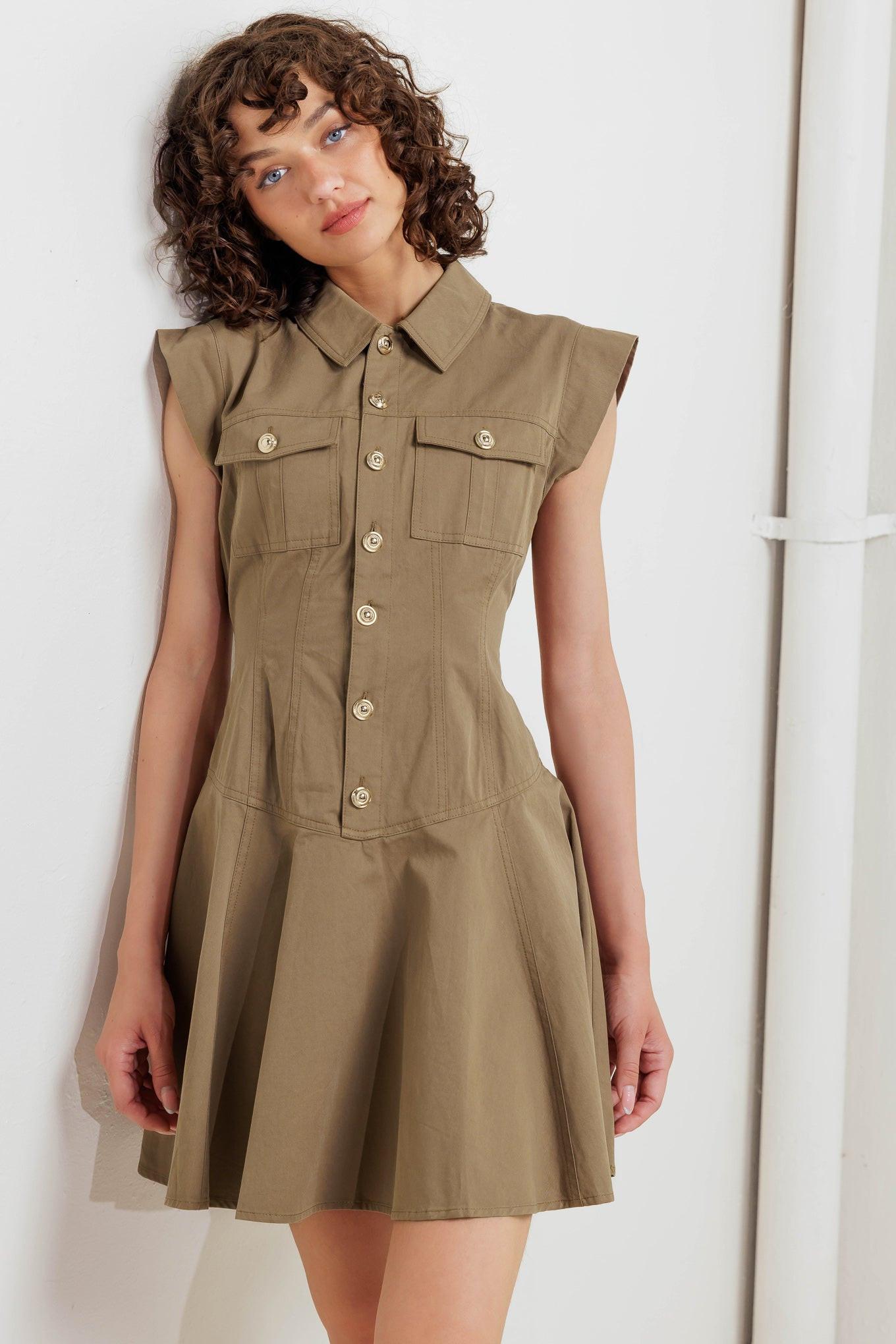 Mission Muse Woven Mini Dress in mocha, view 6 — Soul Flow Apparel
