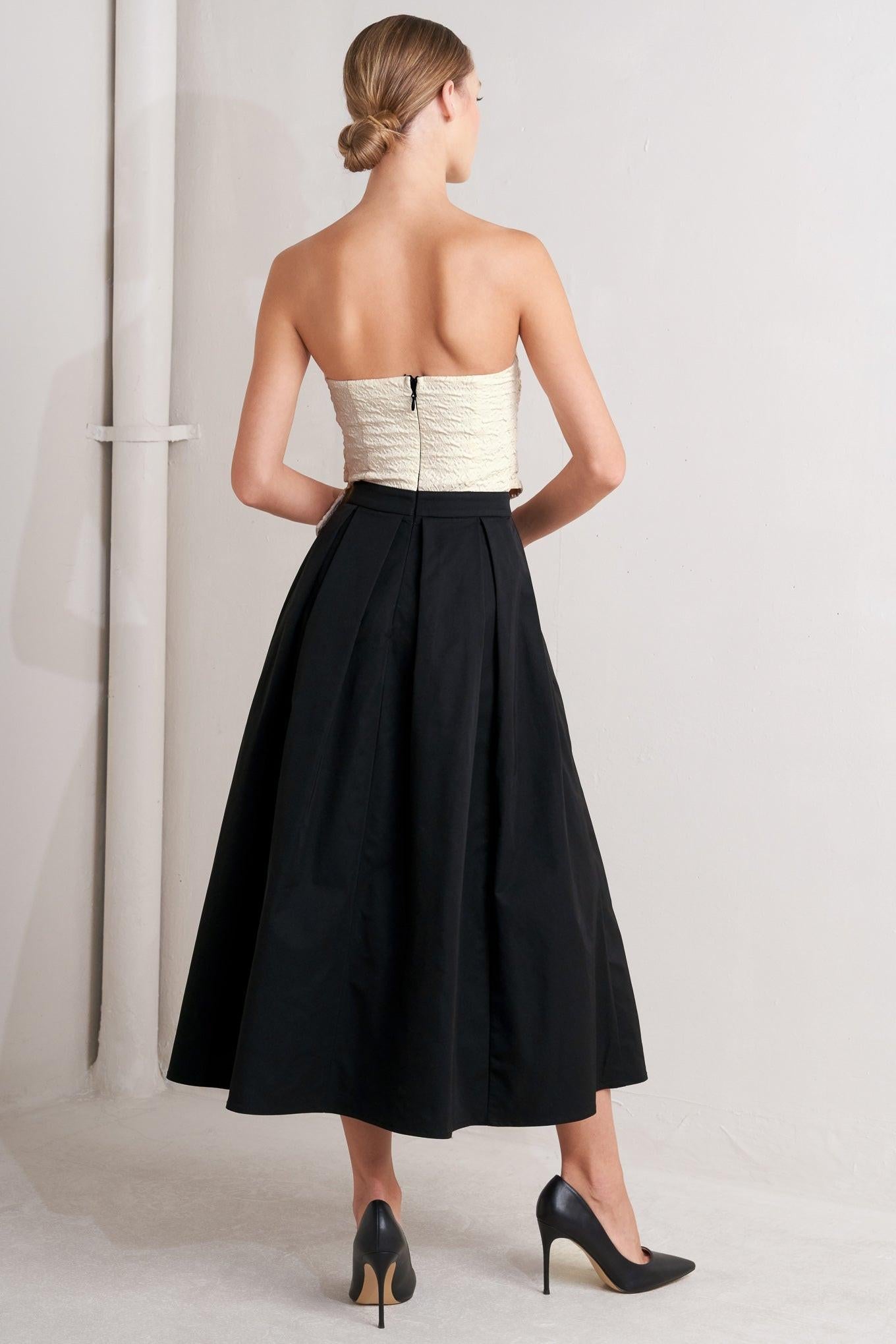 Mono Ballet Woven Midi Dress in black cream, view 5 — Soul Flow Apparel