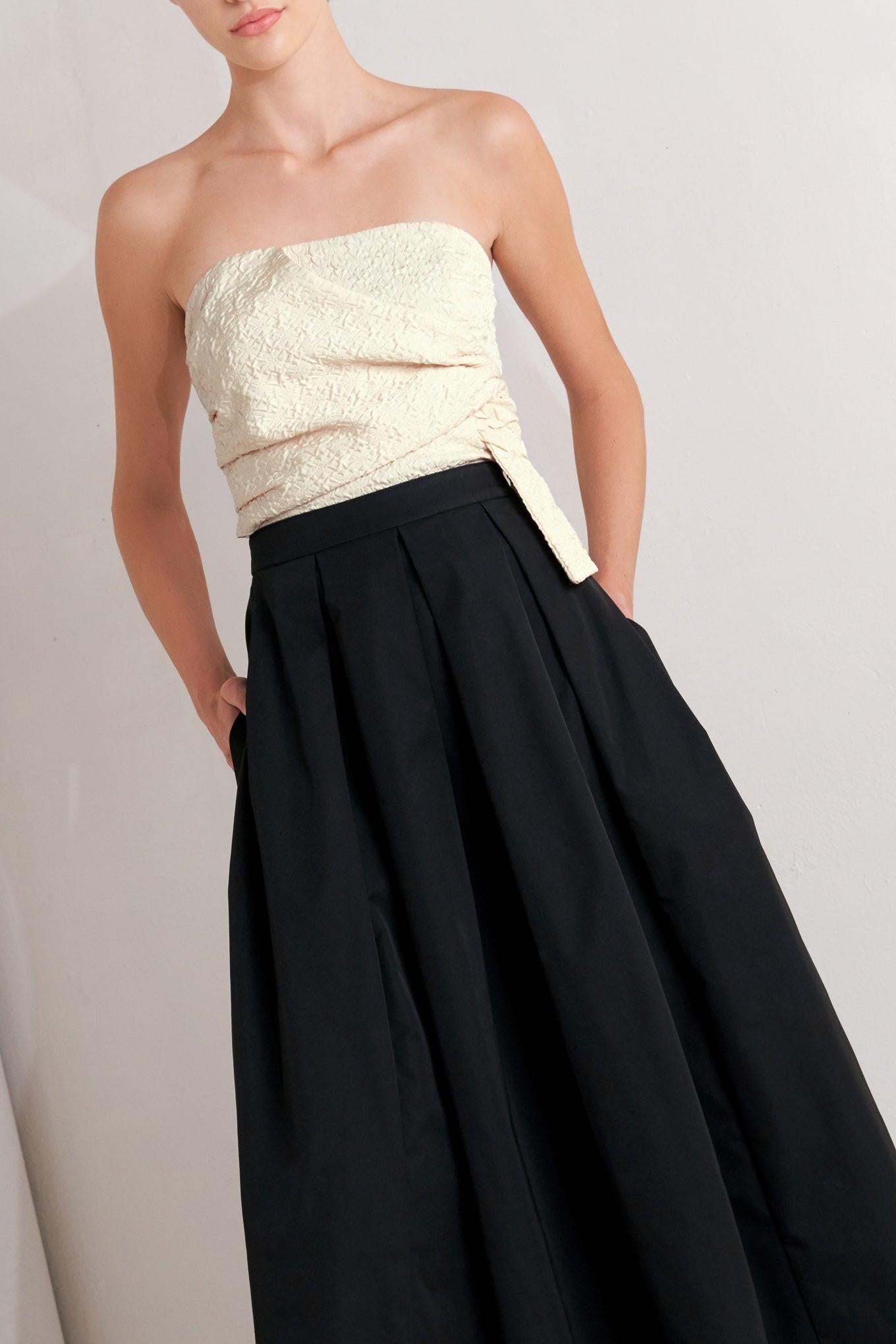 Mono Ballet Woven Midi Dress in black cream, view 7 — Soul Flow Apparel