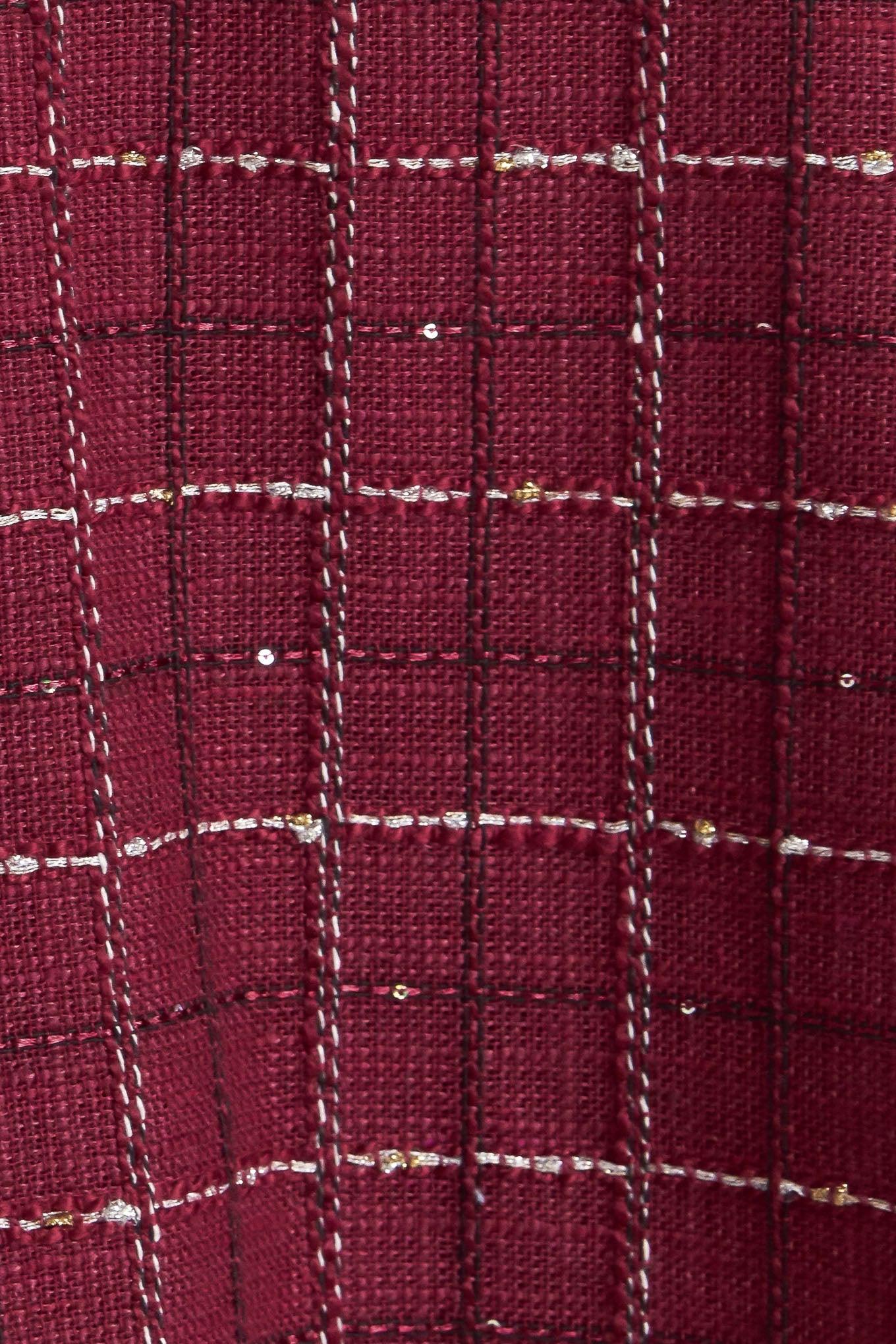 Tweed Doll Wine Woven Mini Dress, fabric swatch — Soul Flow Apparel