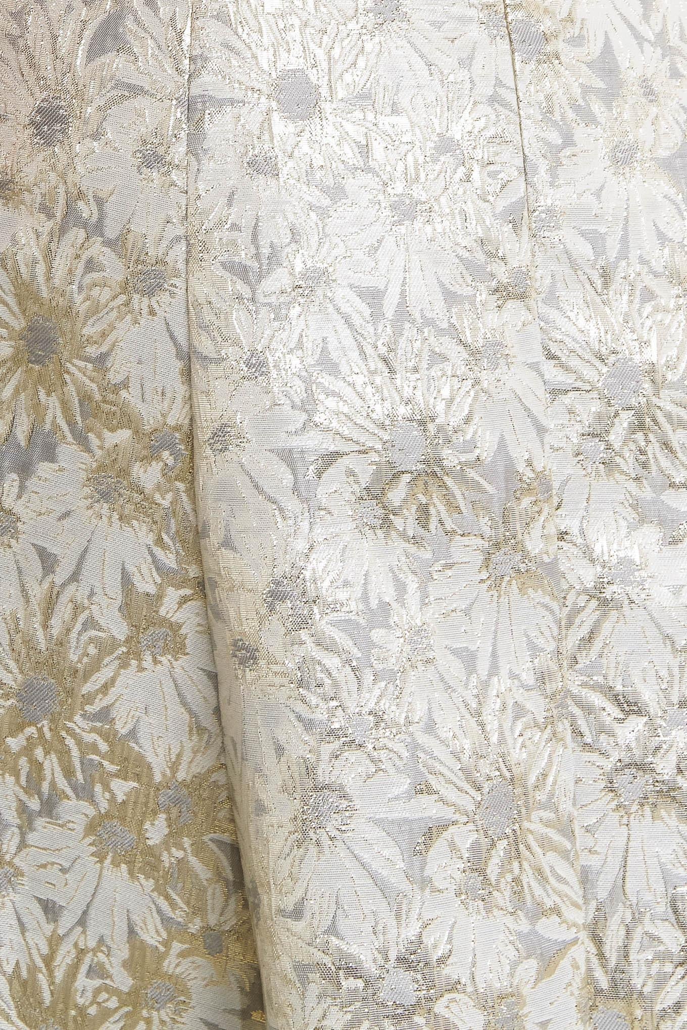 Pastel Bloom Woven Jacquard Midi Dress in cream gold, fabric swatch — Soul Flow Apparel